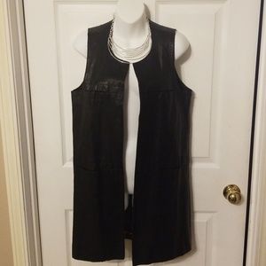 Gracia Black Leather Look Vest